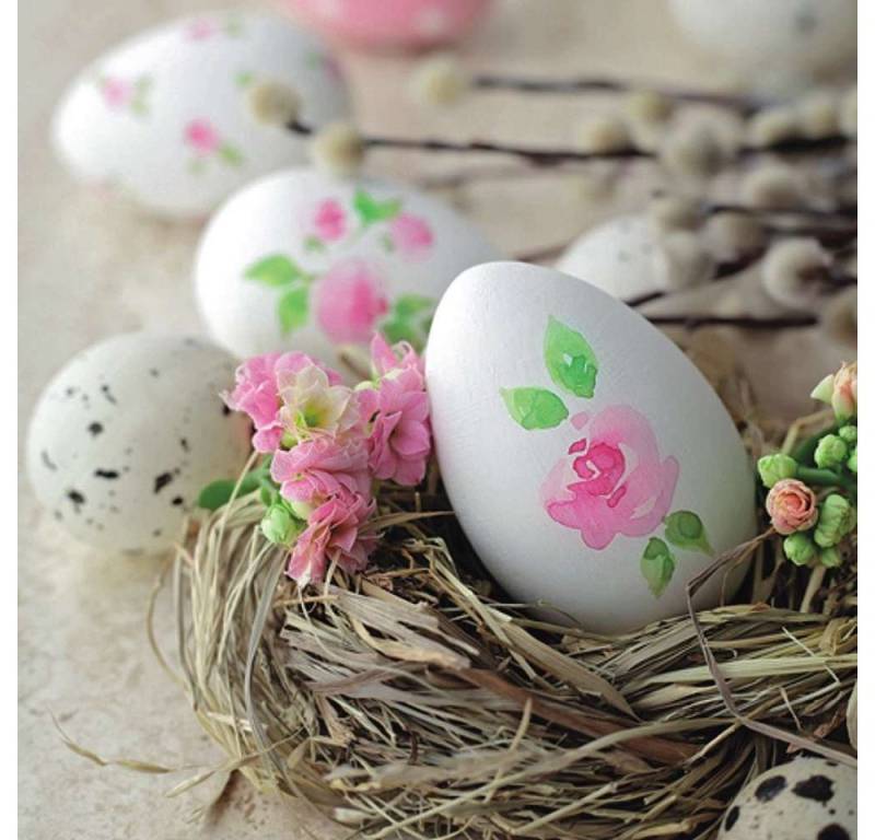 Linoows Papierserviette 20 Servietten Frühling, Bunt bemalte Ostereier im Stroh Nes, (Packung), Motiv Frühling, Bunt bemalte Ostereier im Stroh Nest von Linoows
