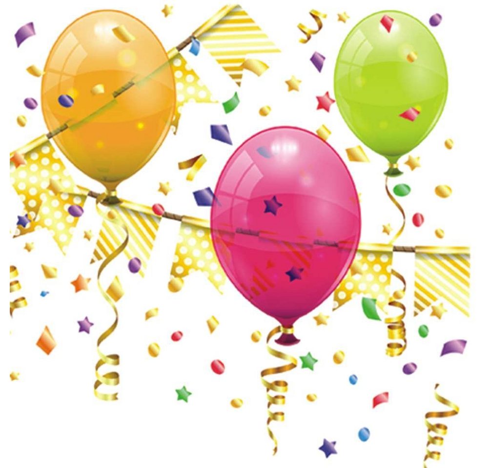 Linoows Papierserviette 20 Servietten Kinder Party mit bunten Luftballons, (Packung), Motiv Kinder Party mit bunten Luftballons von Linoows