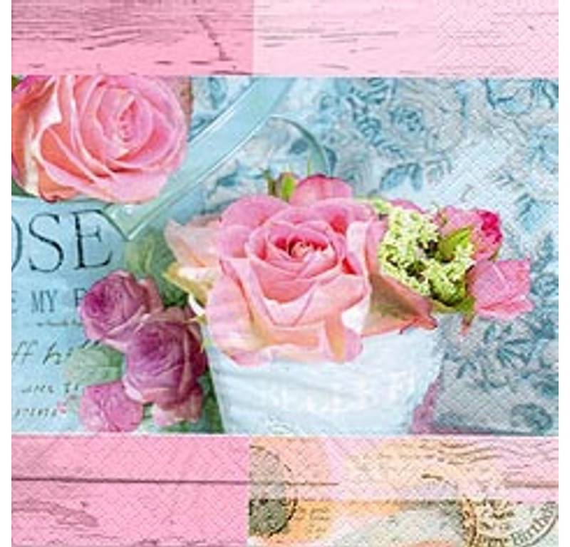 Linoows Papierserviette 20 Servietten Pariser Rosen, Rosengruß in romantischem Rosa, (Packung), Motiv Rosengruß in romantischem Rosa von Linoows
