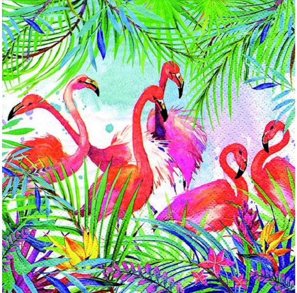 Linoows Papierserviette 20 Servietten Sommer, Cocktail Bar, Flamingo und Pflanzen, (Packung), Motiv Karibik, Sommer, Flamingo und Pflanzen von Linoows