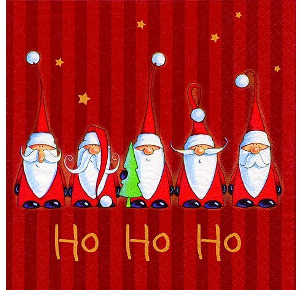 Linoows Papierserviette 20 Servietten Weihnachten, Weihnachtsmänner singen Ho Ho Ho, (Packung), Motiv Weihnachten, Weihnachtsmänner singen Ho Ho Ho von Linoows