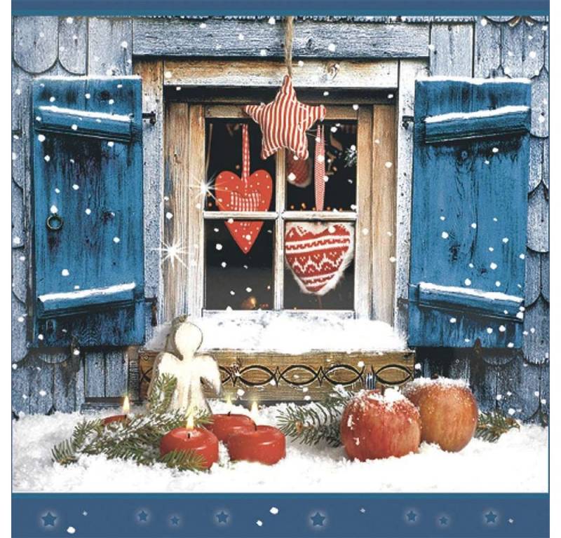 Linoows Papierserviette 20 Servietten Weihnachten, geschmücktes Fenster, (Packung), Motiv Weihnachten, geschmücktes Fenster von Linoows
