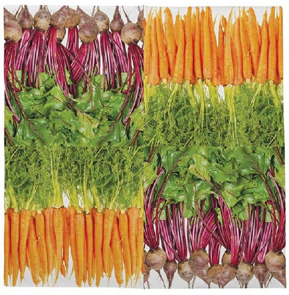 Linoows Papierserviette 20 Servietten mit heimischem Gemüse, Gemüsesorten 33 x 33 cm, (Packung), Motiv heimisches Gemüse, Gemüsesorten von Linoows