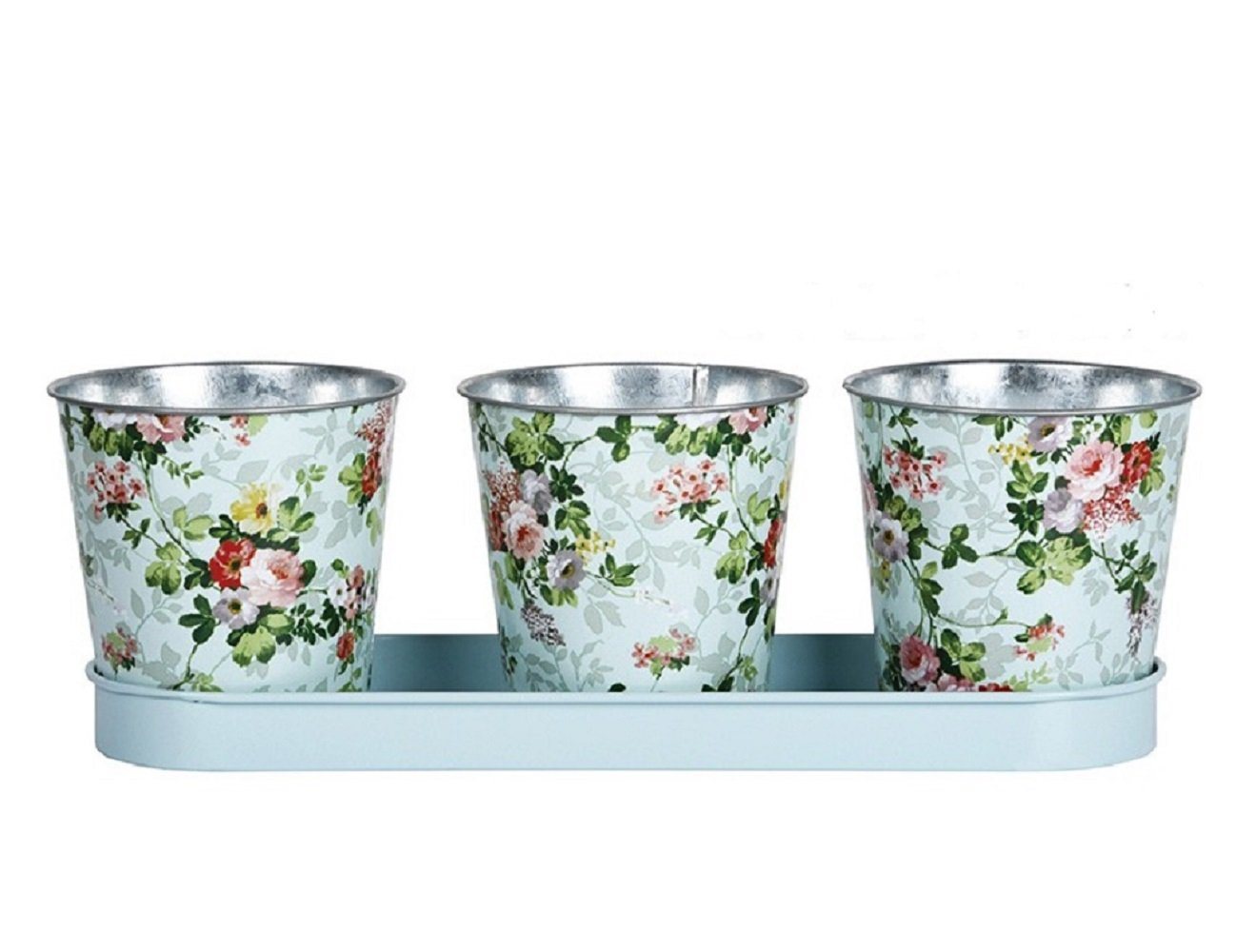 Linoows Pflanzkübel Blumentopf Set Rosen, 3er Garten Topfset, Pflanztopf Tray, Renaissance Kratervase aus Gusseisen von Linoows