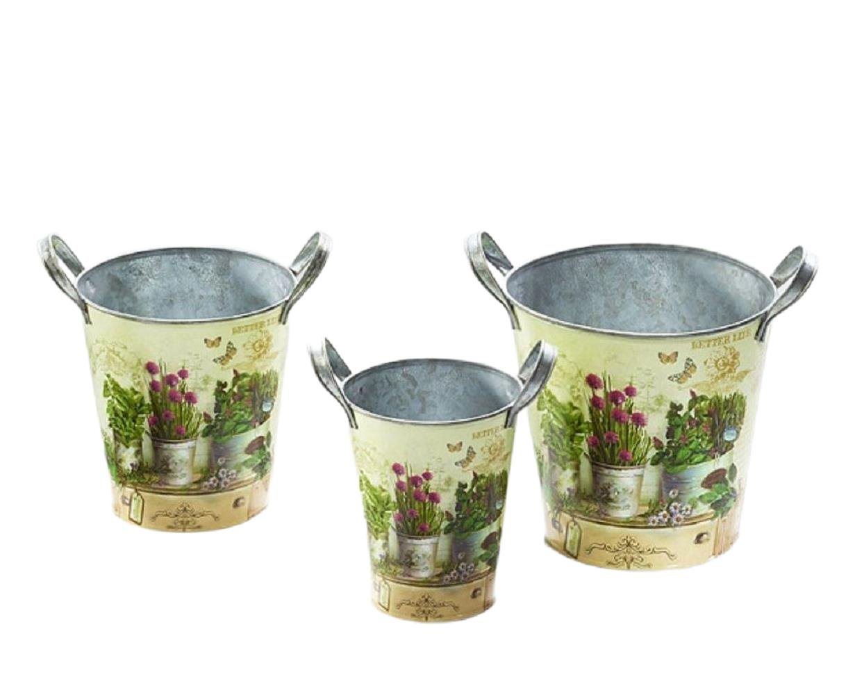 Linoows Pflanzkübel Pflanzentöpfe Set, Blumentopf Satz Gartenkräuter, Pflanzentopf Set, Landhaus Pflanzgefäße von Linoows