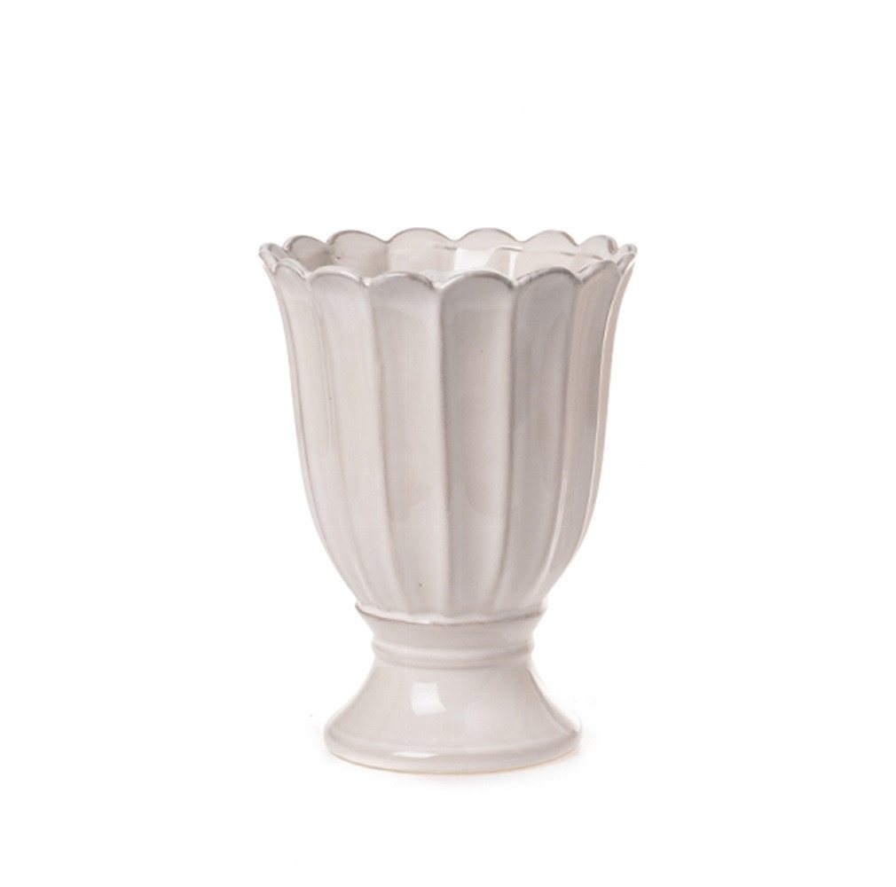 Linoows Pflanzkübel Pflanztopf Roma Kratervase Garten Amphore 27 cm, Keramik Blumentopf creme-weiß von Linoows