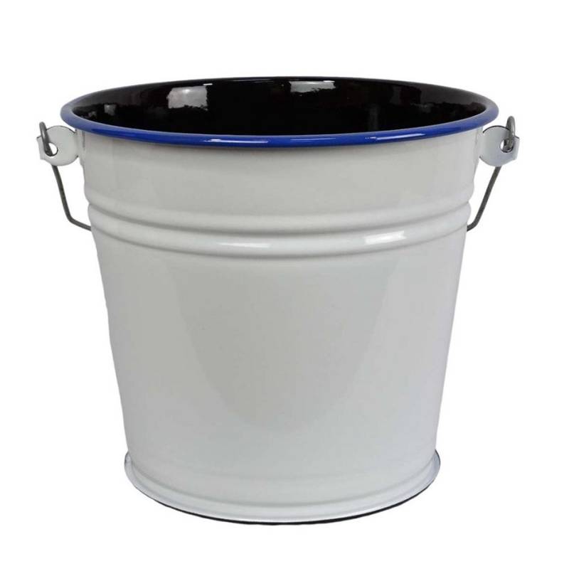 Linoows Putzeimer Emaille Eimer, Nostalgie Wassereimer, Kücheneimer, (Packung), Retro Eimer weiß- blauer Rand 6 Liter von Linoows