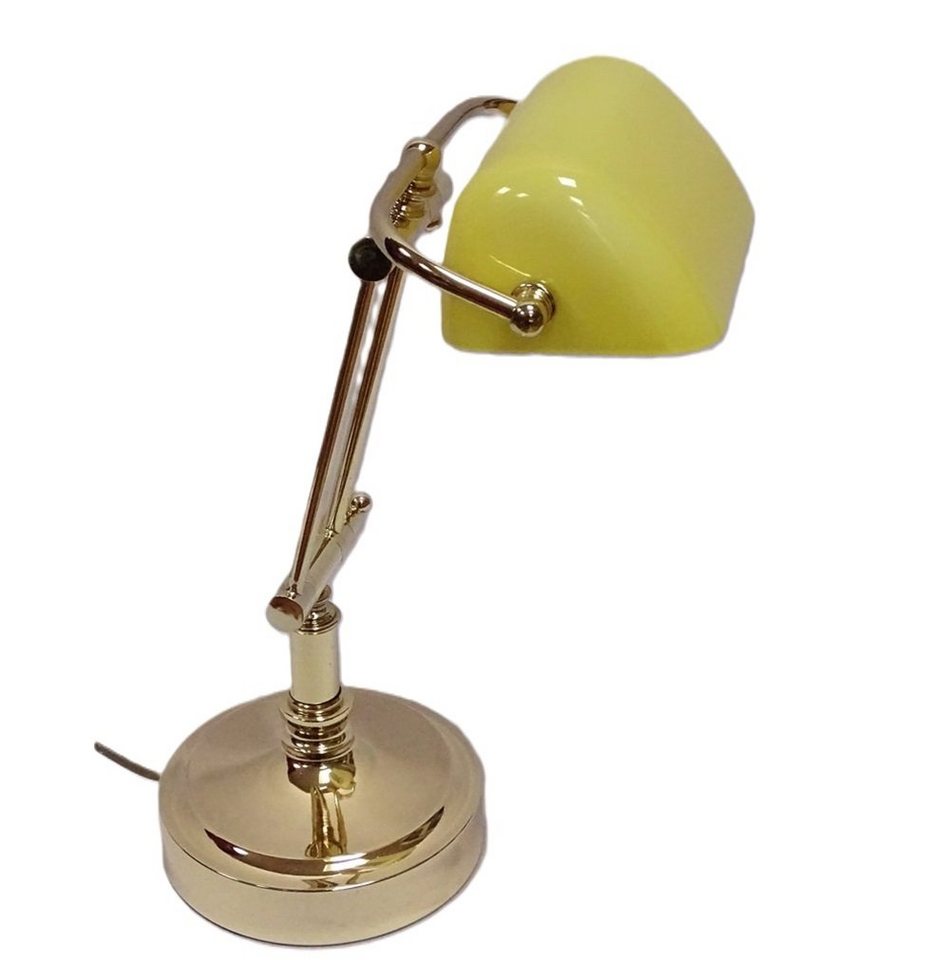 Linoows Tischleuchte Bankerlampe, Bürolampe, Messing Schreibtisch Lampe, ohne Leuchtmittel, je nach Leuchtmittel, Messing Tisch Lampe von Linoows