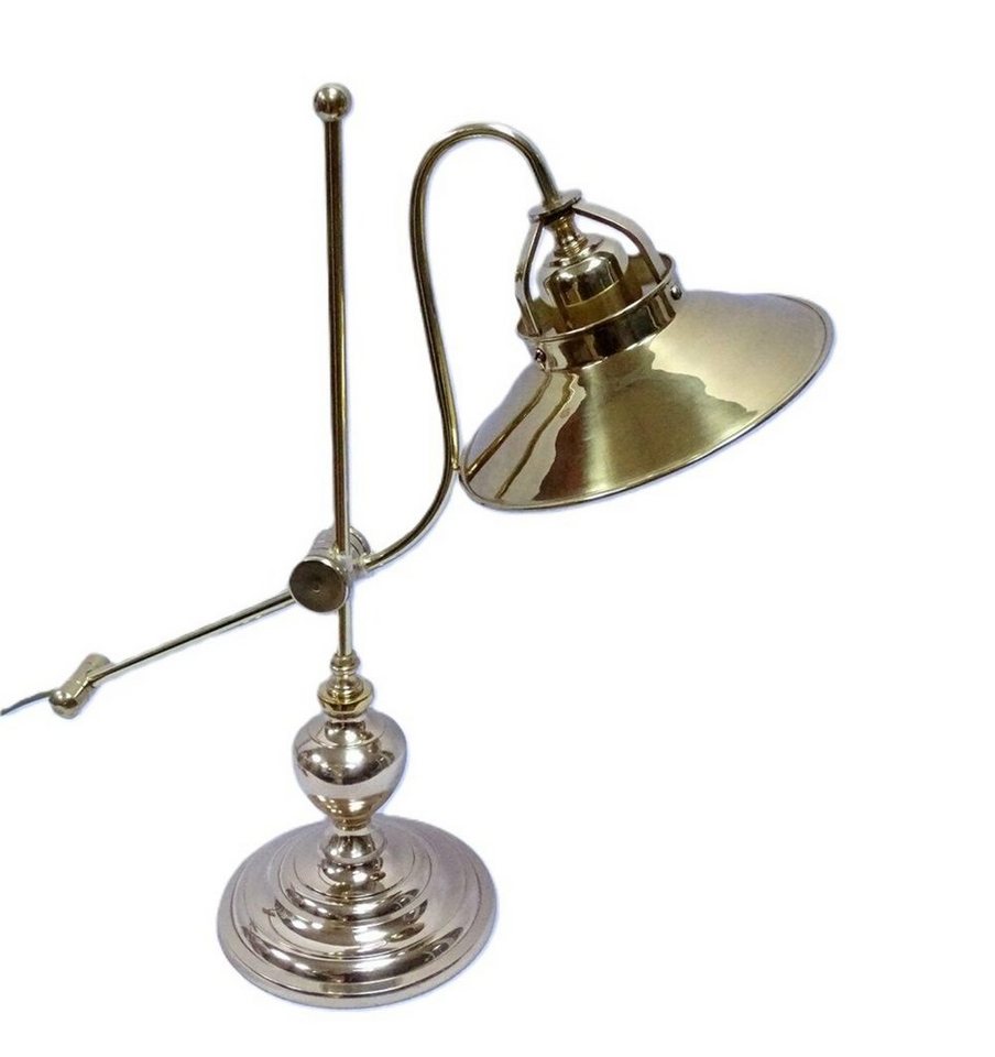 Linoows Tischleuchte Schreibtisch Lampe, maritime Messing Bankerlampe, ohne Leuchtmittel, Leuchtmittel abhängig, Tisch Leuchte, Kapitänslampe von Linoows