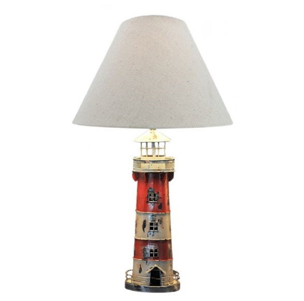 Linoows Tischleuchte Tischlampe mit Leuchtturm, Maritime Schirm Lampe, ohne Leuchtmittel, Leuchtmittel abhängig, Schirm Leuchte aus Metall von Linoows