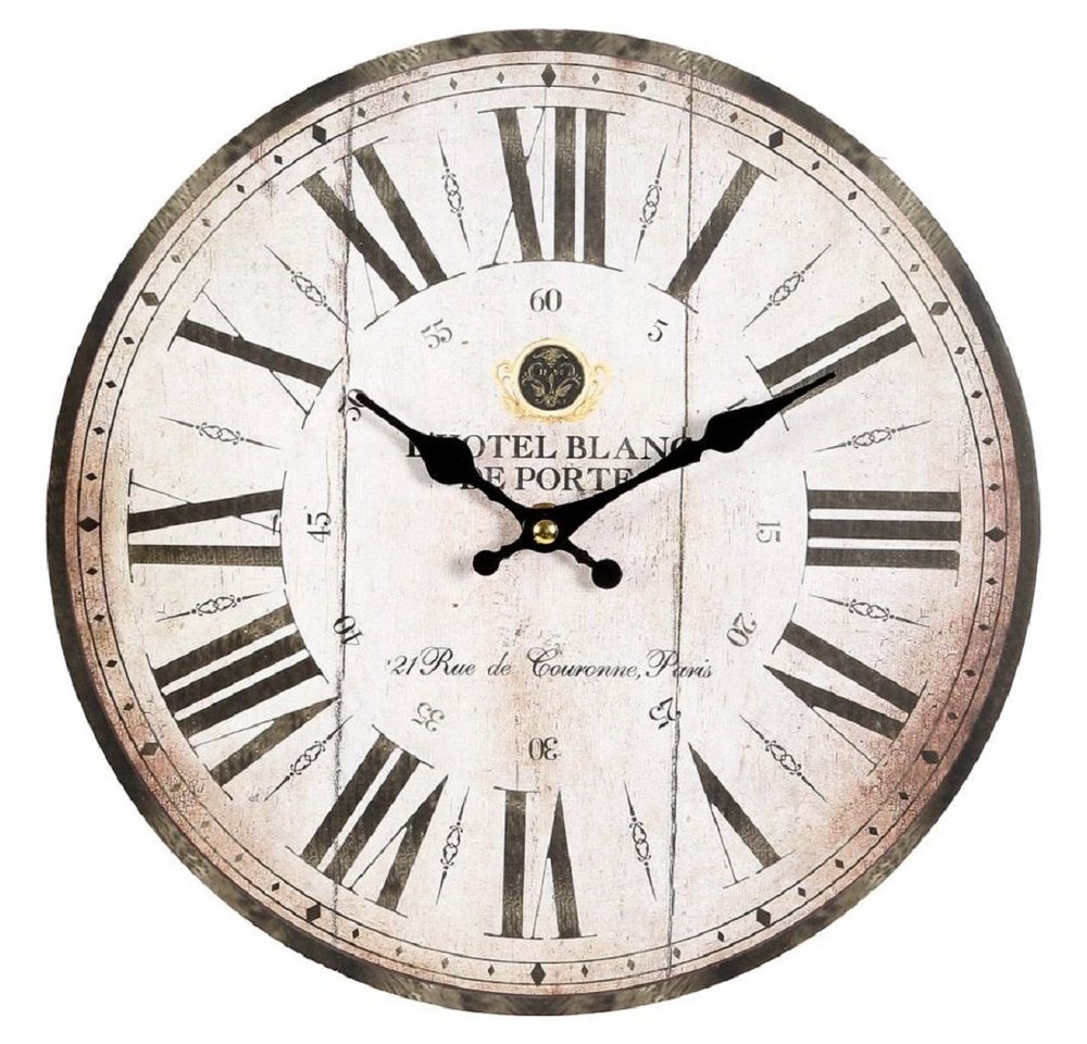 Linoows Uhr Wanduhr, Vintage Küchenuhr im Antik Design Ø 28 cm (Landhaus Uhr mit gewollten Altersspuren) von Linoows
