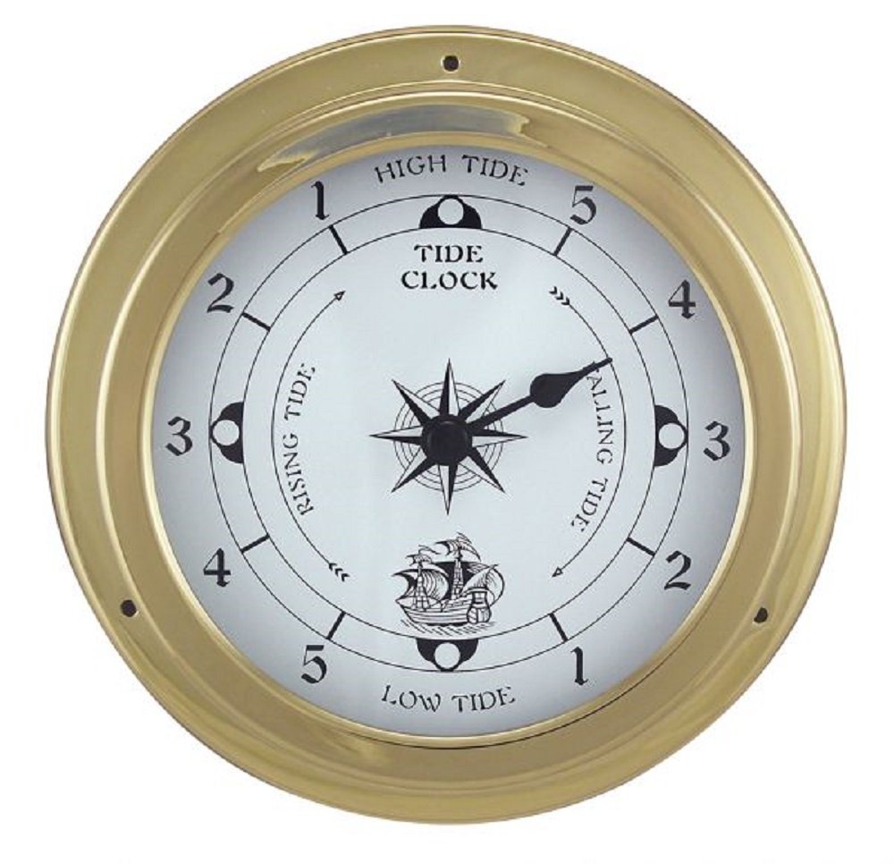 Linoows Uhr Tidenuhr, Schiffsuhr, Bootsuhr mit Tidezeiger (Maritime Tide Uhr Ø 14,5 cm) von Linoows