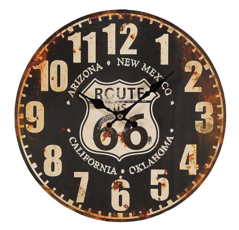 Linoows Uhr Wanduhr Route 66 Biker Küchenuhr Kneipen Uhr 28 cm (Kneipen Uhr mit Biker Motiv Ø 28 cm) von Linoows