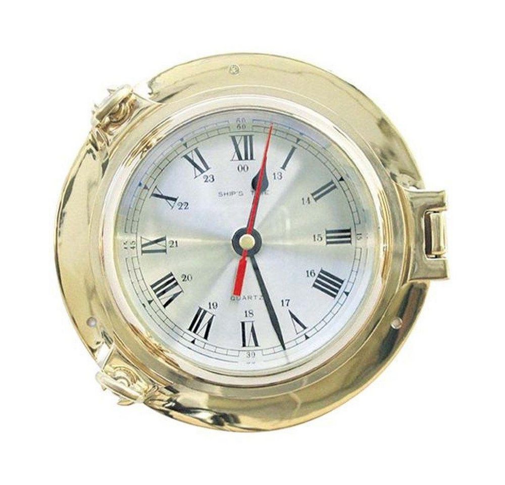 Linoows Uhr Wanduhr im Bullauge, Messing Marine Uhr 14 cm von Linoows