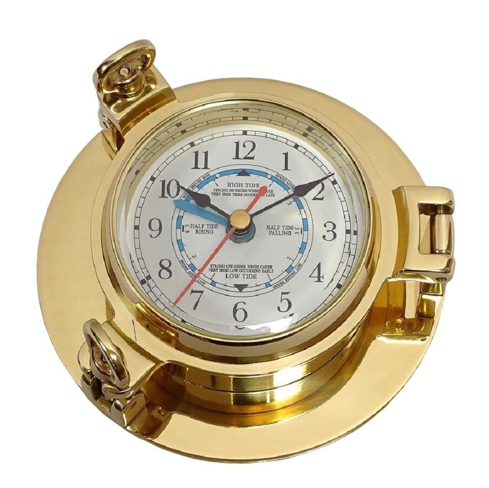Linoows Uhr Wanduhr mit Tidenanzeige, Bullaugen Tidenuhr 14 cm von Linoows