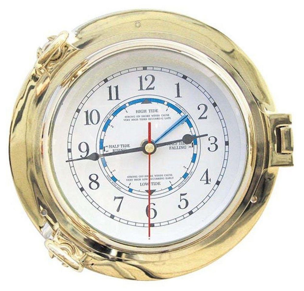 Linoows Uhr Wanduhr mit Tidenanzeige, Bullaugen Tidenuhr 22 cm von Linoows