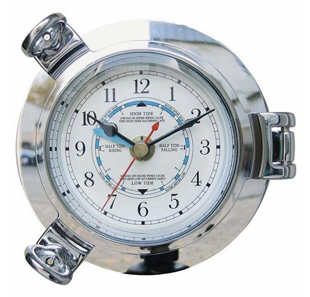 Linoows Uhr Wanduhr mit Tidenanzeige, Bullaugen Tidenuhr silbern 14 cm von Linoows