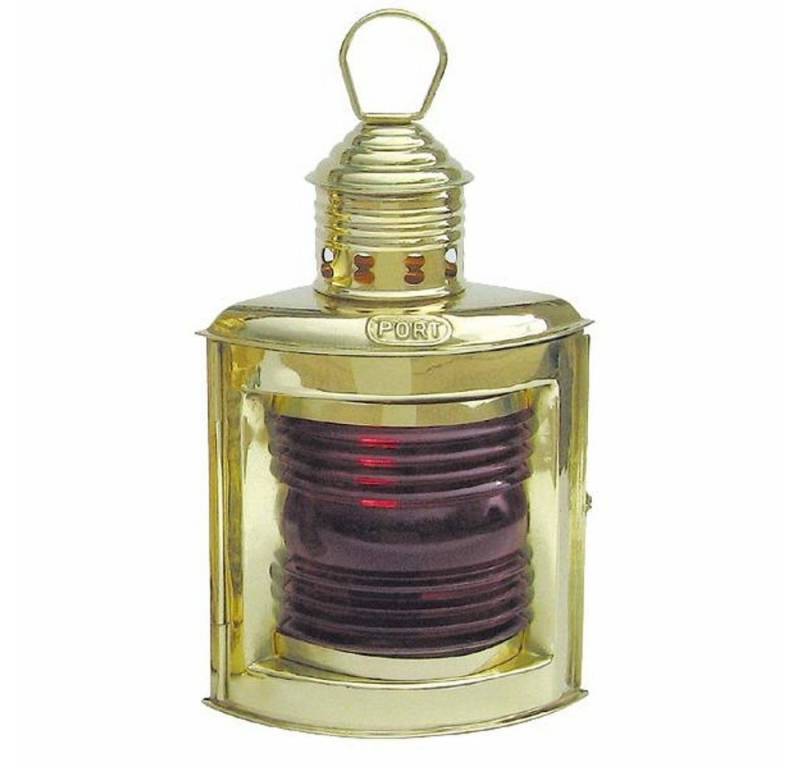 Linoows Windlicht Schiffslampe Backbord Laterne Positionsleuchte (1 maritime Petroleum Lampe Rot 23 cm), Schiffslaterne aus Messing von Linoows