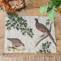 Leinen Platzsets Set Mit Wald Vögel Druck, Vogel Stoff Tischsets, Hütte Tisch Dekor Idee von Linoroom