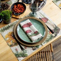 Leinen Tischsets Set Mit Waldpilzen Druck, Woodland Stoff Tischsets, Cabin Tisch Dekor Idee von Linoroom