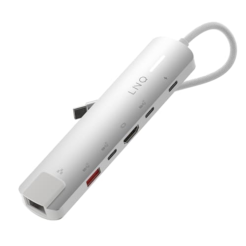LINQ Connects 6-in-1 Pro-C Multiport-Hub mit 4K HDMI und Ethernet - 10Gbps - Geeignet für Laptops und Tablets von Linq