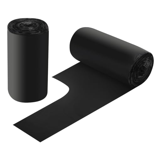 2 Rollen kleine Müllbeutel - 60 Stück robuste 12-15-Liter-Müllsäcke für Haushalt, Büro, Küche, Bad & Kinderzimmer (Schwarz) von Linqzxz