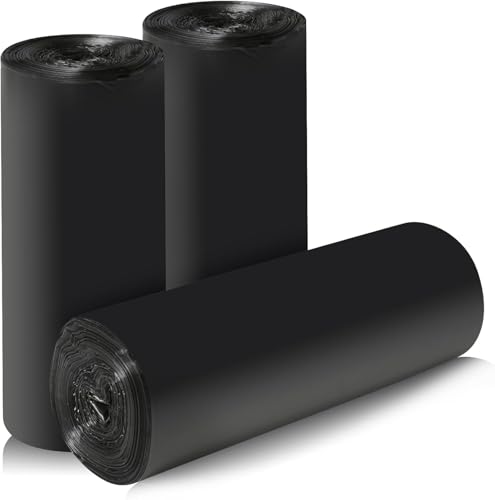 3 Rollen kleine Müllbeutel - 60 Stück robuste 15 Liter Müllsäcke für Haushalt, Büro, Küche, Bad & Kinderzimmer (Schwarz) von Linqzxz