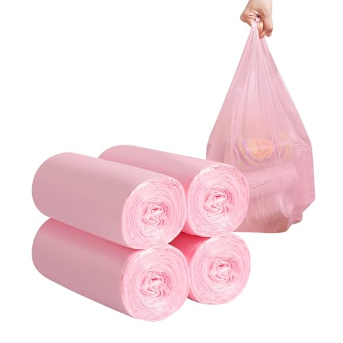 4 Rollen kleine Müllbeutel - 120 Stück robuste 12-15-Liter-Müllsäcke für Haushalt, Büro, Küche, Bad & Kinderzimmer (Rosa) von Linqzxz