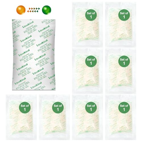 LinsKind 100 g [8 Packungen] Lebensmittelqualität Kieselgel-Pakete, Feuchtigkeitsabsorber zur Feuchtigkeitskontrolle – schützt Gegenstände vor Feuchtigkeitsschäden von LinsKind