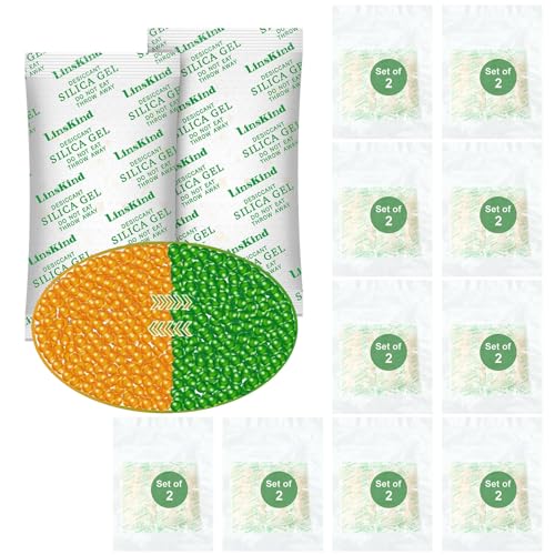 LinsKind 50 g [20 Packungen] Kieselgel-Pakete in Lebensmittelqualität, Feuchtigkeitsabsorber zur Feuchtigkeitsregulierung – schützt Gegenstände vor Feuchtigkeitsschäden von LinsKind