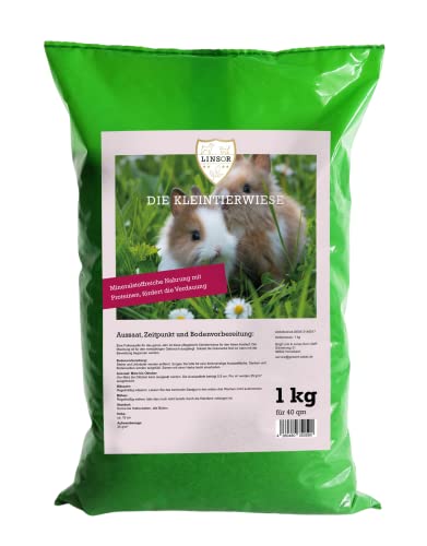 Linsor Kleintierwiese, 1kg für 40m², Futtersamen Mischung für Kleintiere, Saatgut für Futterrasen von Linsor