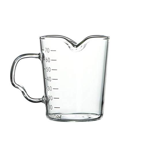 Lintat Kaffeetasse aus Glas mit zwei Ausgießern, transparent, 2 Messskalen, ML, OZ, Espresso, Schnapsbecher, Küchenzubehör von Lintat