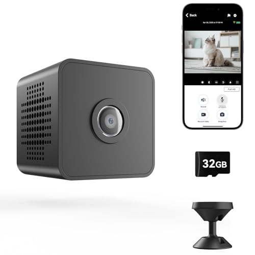Linterngo X1 WiFi Mini Kamera 1080P HD Überwachungskamera mit Akku (3-4 Std) – Kompakte kabellose Sicherheitskamera mit Bewegungserkennung, Nachtsicht & Echtzeit-App für Zuhause von Linterngo