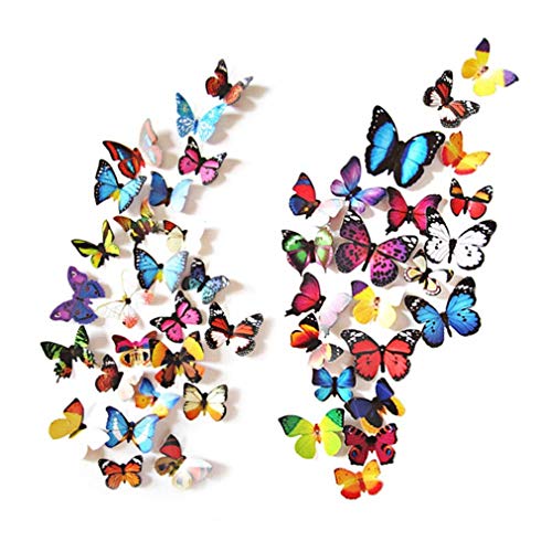 Lintopos 80 Stück 3D Schmetterlinge Deko Schmetterling Wandaufkleber Schmetterlinge Dekoration Wandtattoo Abnehmbare Wandaufkleber Heimdeko Schlafzimmer Deko von Lintopos