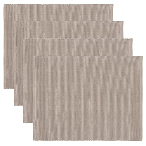 LINUM Uni 4-er Pack Tischsets 35x46 cm, 100% Gerippte Baumwolle, Abwaschbar, Maulwurfbraun von LINUM
