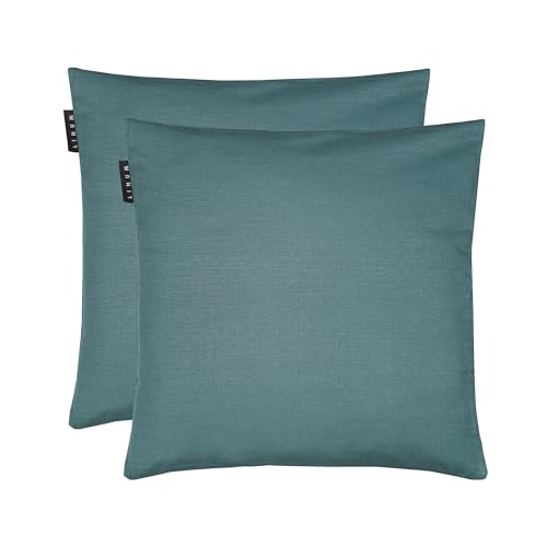 Linum Annabell Elegant Kissenhülle 40x40 cm 2er-Pack, 100% Baumwolle, Maschinenwaschbar, Dunkles Grautürkis von Linum