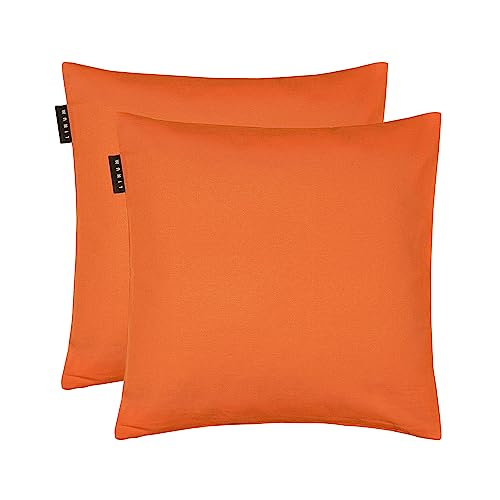 Linum Annabell Elegant Kissenhülle 40x40 cm 2er-Pack, 100% Baumwolle, Maschinenwaschbar, Orange von Linum