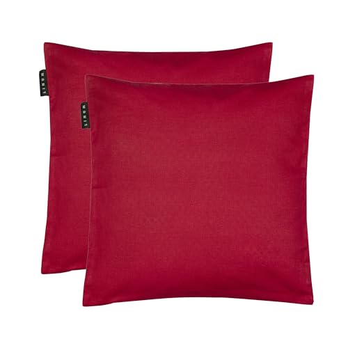 Linum Annabell Elegant Kissenhülle 40x40 cm 2er-Pack, 100% Baumwolle, Maschinenwaschbar, Rot von Linum