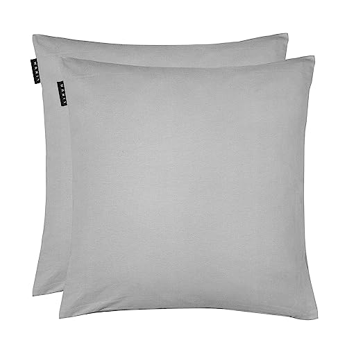 Linum Annabell Elegant Kissenhülle 50x50 cm 2er-Pack, 100% Baumwolle, Maschinenwaschbar, Hellgrau von Linum