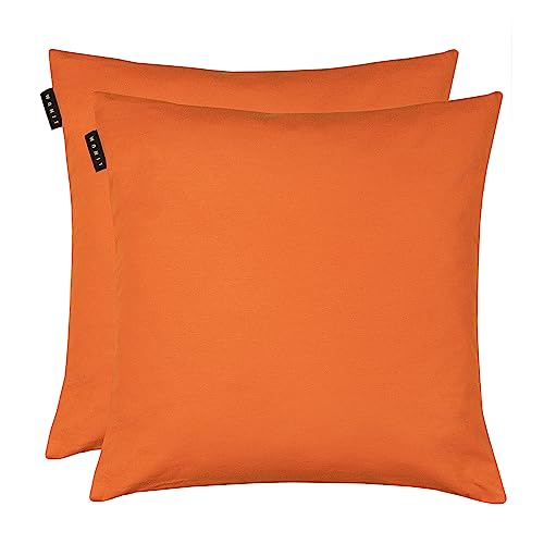 LINUM Annabell Elegant Kissenhülle 50x50 cm 2er-Pack, 100% Baumwolle, Maschinenwaschbar, Orange von LINUM