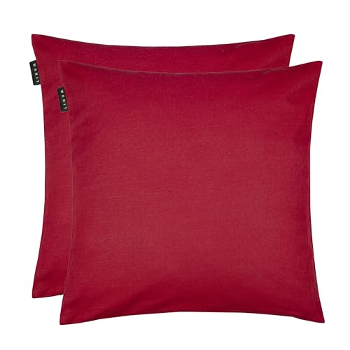 Linum Annabell Elegant Kissenhülle 50x50 cm 2er-Pack, 100% Baumwolle, Maschinenwaschbar, Rot von Linum