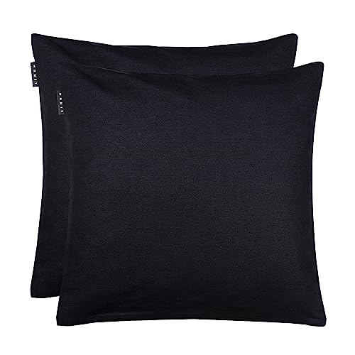 Linum Annabell Elegant Kissenhülle 50x50 cm 2er-Pack, 100% Baumwolle, Maschinenwaschbar, Schwarz von Linum