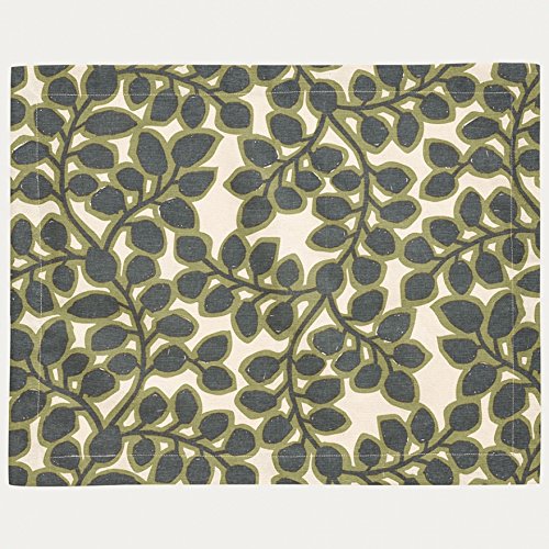 Linum Tischwäsche Varity florales Muster Blätterranken grün Khaki (Tischset 35x45cm) von Linum