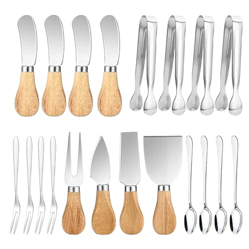 20-teiliges Käsemesser-Set mit Käsehobel & Buttermesser, Charcuterie Board Zubehör inklusive Mini-Käsegabel Servierzange Löffel perfekt für Aufschnitt und Käseaufstrich von Linwnil