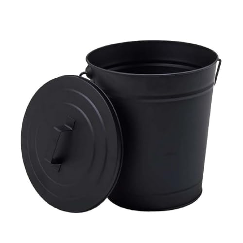 Linxor - Eimer, Aschebehälter 12 L aus Metall mit Deckel - Schwarz von Linxor