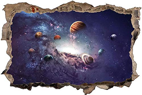 3D-Effekt Wandtattoo Aufkleber Durchbruch selbstklebendes Universum Planeten Wandbild Wandsticker Stein Wanddurchbruch Wandaufkleber Tattoo 60x90cm von Linyuan