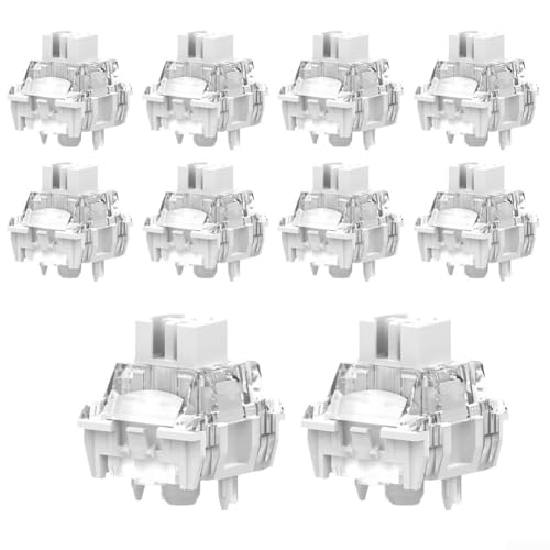 10 Stück TTC V2 Silent Linear Mechanische Tastaturschalter Vorgeschmiert mit doppelter Versicherung Silent Struktur und verbesserter Transparenz für MX Tastenkappen (Weiß) von Lioaeust