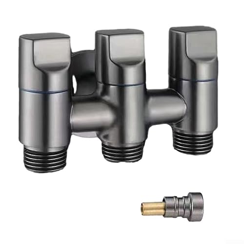 3-Wege-Winkelventil, 2,5 cm (1 Zoll) Drei-Wege-Wasserumleitungsventil, Toilette für Partner, Dreiwege-Wasserhahn, Eckventil für Badezimmer, Toilette (Schwarzgrau) von Lioaeust