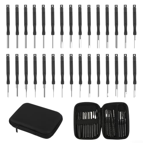 Auto Kabel Entfernung Werkzeug Set, 30PS Pin Extractor Repair Remover Key Tools mit Box, Einfach und Effizient für Kabelbaum Terminals Entfernung Auto Kabel Entfernung Werkzeug Set, 30PS Pin Extractor Repair Remover Key Tools mit Box, Einfach und Effizient für Kabelbaum Terminals Entfernung von Lioaeust