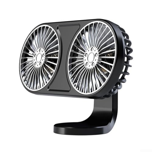 Dual Head Auto Ventilator mit USB Power und einstellbarem Luftstrom für alle Fahrzeugtypen (Schwarz) von Lioaeust